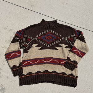 Vtg Ralph Lauren Native American Navajo Indian Exclusive Hand Sweater Medium
